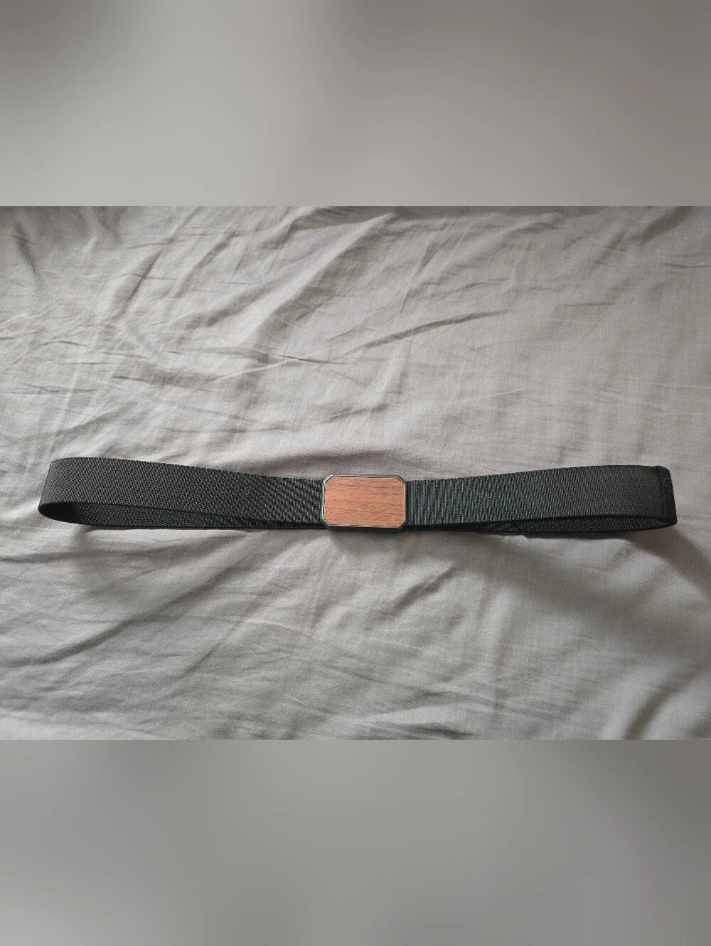 Groove Life Black Elastic Belt with Wooden Accent Buckle